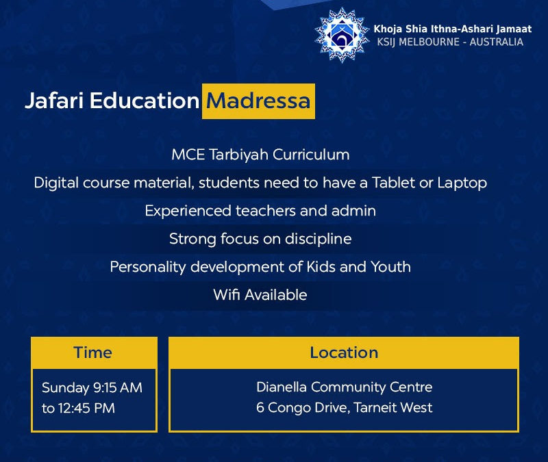 Jafari Education Madressa – Enrolments Open